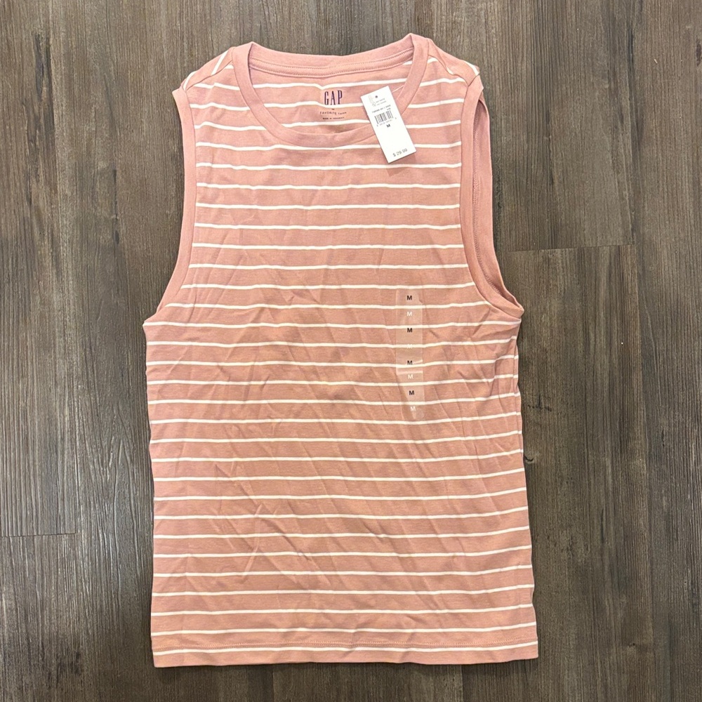 NWT GAP Pink & White Striped Sleeveless Tank